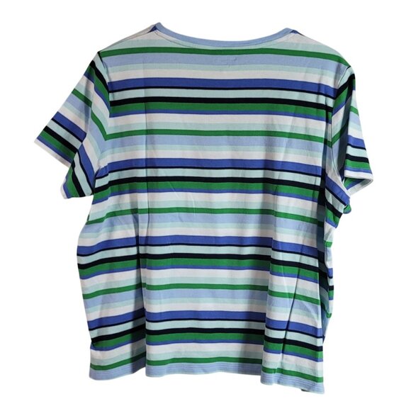 2/$15 Kim Rogers Womens Striped Top Blue XXL 3/4 Sleeve V Neck Pullover Casual - Picture 4 of 6